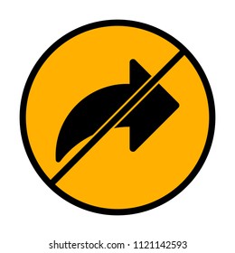 Share icon with arrow. not allowed, black object in warning sign with orange background color
