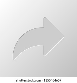 Share icon with arrow. Paper design. Cutted symbol. Pitted style
