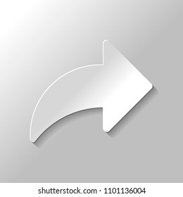 Share icon with arrow. Paper style with shadow on gray background