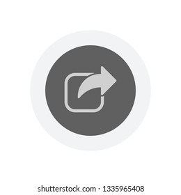 Share icon. Arrow and square. Icon in colored circle with gray bold border. Web button, modern flat design