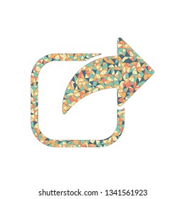 Share icon. Arrow and square. Colored mosaic with polygons