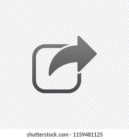 Share icon. Arrow and square. On grid background