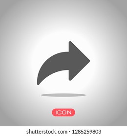 Share icon with arrow. Icon under spotlight. Gray background