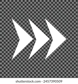 Share icon with arrow. White icon on grey background. flat design arrow pointing backward icon. right, next, forward, proceed straight, symbol for direction. Vector illustration. Eps file 146.