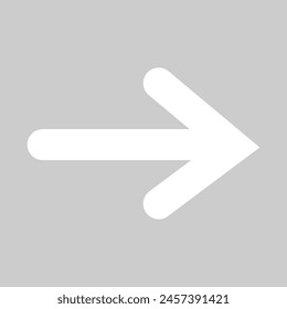 Share icon with arrow. White icon on grey background. flat design arrow pointing backward icon. right, next, forward, proceed straight, symbol for direction. Vector illustration. Eps file 104.