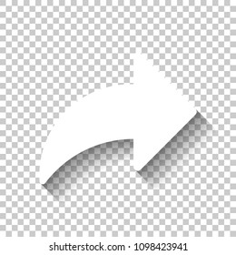 Share icon with arrow. White icon with shadow on transparent background