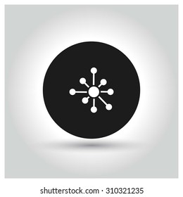 Share Icon. Black Circle Pictogram. vector illustration