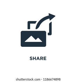 Share icon. Black filled vector illustration. Share symbol on white background. Can be used in web and mobile.