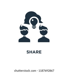 Share icon. Black filled vector illustration. Share symbol on white background. Can be used in web and mobile.