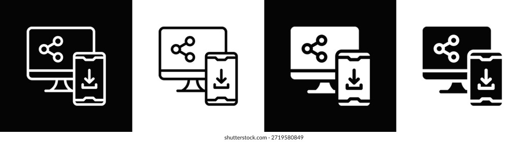 Icono de Compartir con fondo blanco y negro