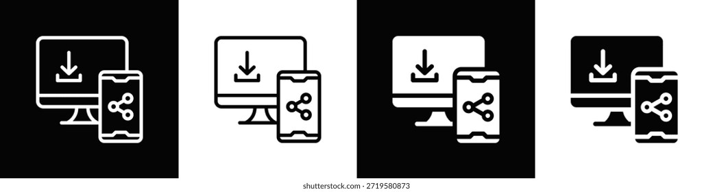 Icono de Compartir con fondo blanco y negro
