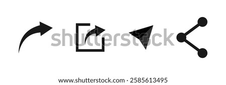 share icon. Share button arrow icon. Send symbol. Right arrow vector illustration. Share arrow sign. Social media interface web element in blue circle. Publish button. Forward pictogram.