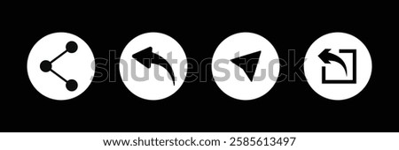 share icon. Share button arrow icon. Send symbol. Right arrow vector illustration. Share arrow sign. Social media interface web element in blue circle. Publish button. Forward pictogram.