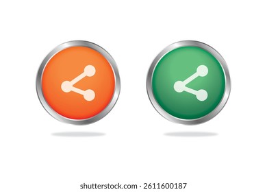 Share icon button in orange and green with circular design for app or web interface element.