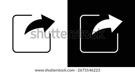 Share icon collection. Black and white filled vector illustration.