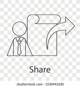 Share icon concept on transparency background. creative idea design use for your project. Line vector illustration for presentation, brochure, mobile app or web page. 