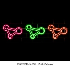 Share icon, connection symbol - network sharing icons, share line icon button, outline - connect, data sharing, link symbol. neon style. pink color.