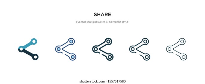 share icon in different style vector illustration. two colored and black share vector icons designed in filled, outline, line and stroke style can be used for web, mobile, ui