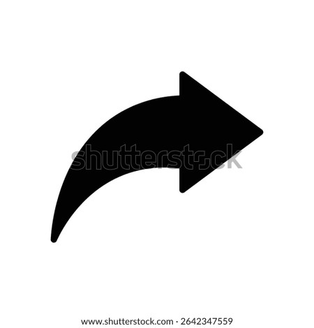 Share icon featuring a curved arrow pointing right symbolizing content sharing, export, send, upload, or forward actions.