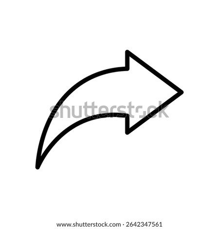 Share icon featuring a curved arrow pointing right symbolizing content sharing, export, send, upload, or forward actions.