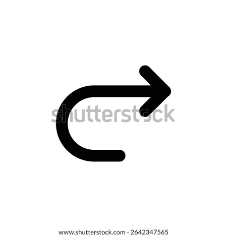 Share icon featuring a curved arrow pointing right symbolizing content sharing, export, send, upload, or forward actions.