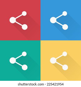 share icon , flat design on 4 color background