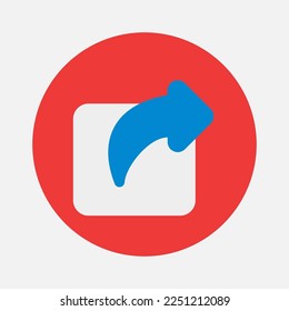 Icono de compartir en estilo plano sobre aspectos esenciales, uso para presentación de aplicaciones móviles del sitio web