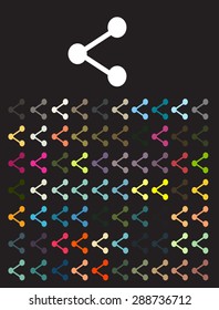 Share icon flat vector illustration set color 