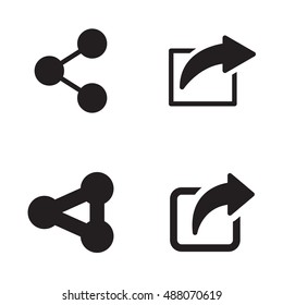Share icon in four variations. Vector illustration.