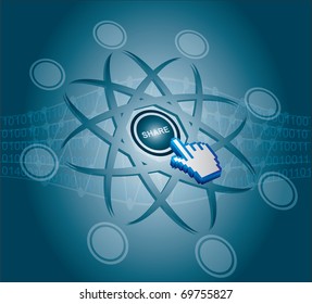 Share icon illustration with text and cursor graphics