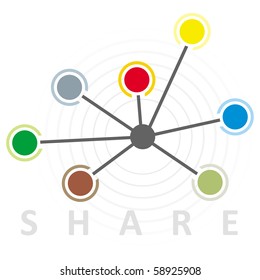 Share icon illustration with text and graphics