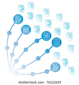 Share icon illustration with text and graphics