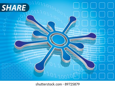 Share icon illustration with text and graphics