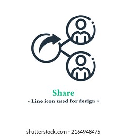 Teilen Sie Symbol einzeln auf weißem Hintergrund, teilen Sie Symbol, Benutzer, senden Sie für Web- und mobile Apps.