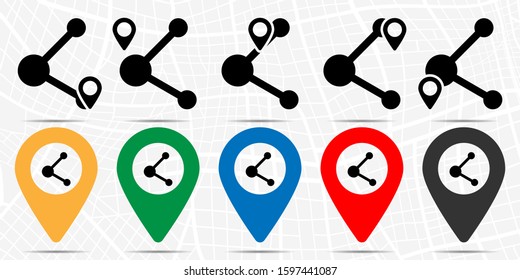 Share icon in location set. Simple glyph, flat illustration element of web, minimalistic theme icons