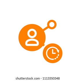 Share icon, multimedia icon with clock sign. Share icon and countdown, deadline, schedule, planning symbol. Vector illustration