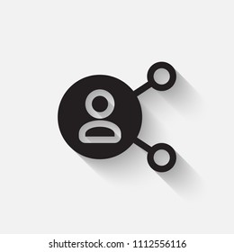 Share icon, multimedia icon. Long shadow style. Vector icon