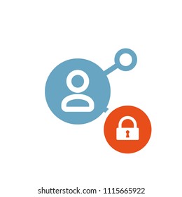 Share icon, multimedia icon with padlock sign. Share icon and security, protection, privacy symbol. Vector illustration
