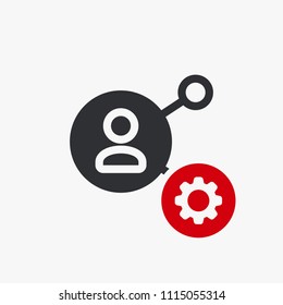 Share icon, multimedia icon with settings sign. Share icon and customize, setup, manage, process symbol. Vector illustration