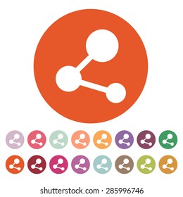 The share icon. Network symbol. Flat Vector illustration. Button Set
