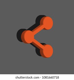 Share icon on a gray background in 3d format. vector illustration