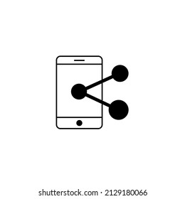 share Icon on smartphone Simple web icon in vector: share Share icon isolated on a white background. Share modern symbol icon for graphic and web design.simple sign for logo, web, app, UI. 