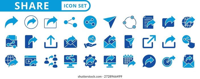 share icon pack flat style illustration collection for social media management
