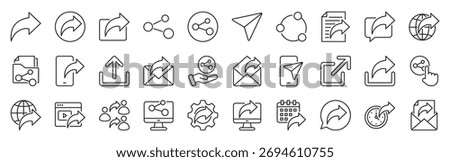 share icon pack outline style vector collection for social media management