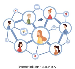 Share icon. People sharing data, photos, links, posts and news in social networks. Social networking concept. Vector flat illustration 