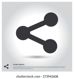 share icon, pictogram icon on gray background. Vector illustration for web site, mobile application. Simple flat metro design style. Outline Icon. Flat design style