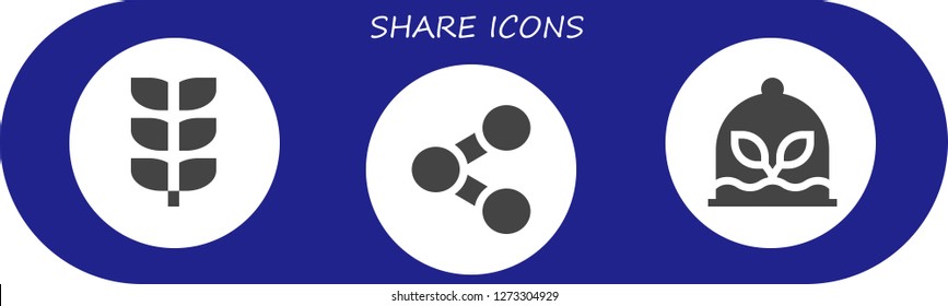  share icon set. 3 filled share icons. Simple modern icons about  - Growing plant, Share, Plant