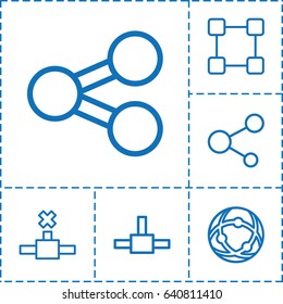 Share icon. set of 6 share outline icons such as share