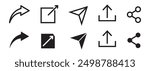 Share icon set. Arrow symbol, Reply send forward icons button. Send message icon. Upload icon. Connection symbol, network sharing icon