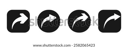 Share icon set. Arrow symbol, Reply send forward icons button. Send message icon. Upload icon. Connection symbol, network sharing icon. Share symbol. Eps 10.
